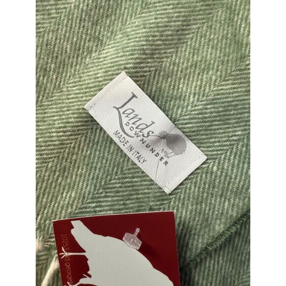 Lands Downunder Italian Herringbone Throw Thyme Green 51x67 NWT Made in Italy - Picture 5 of 6